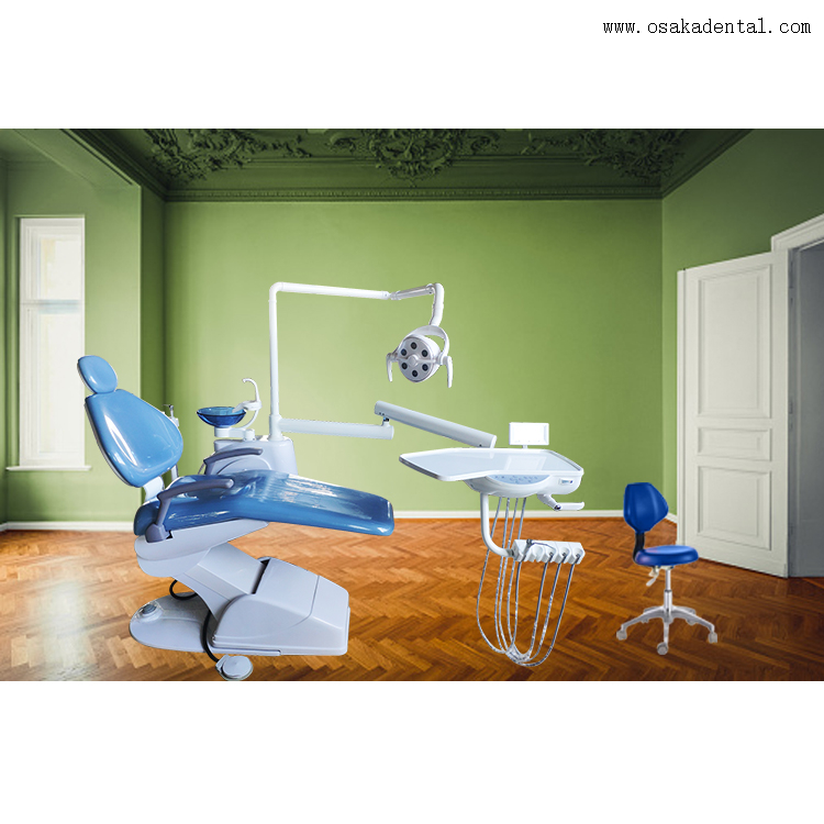 Fauteuil dentaire économique pour clinique dentaire Cuir PU de couleur bleue