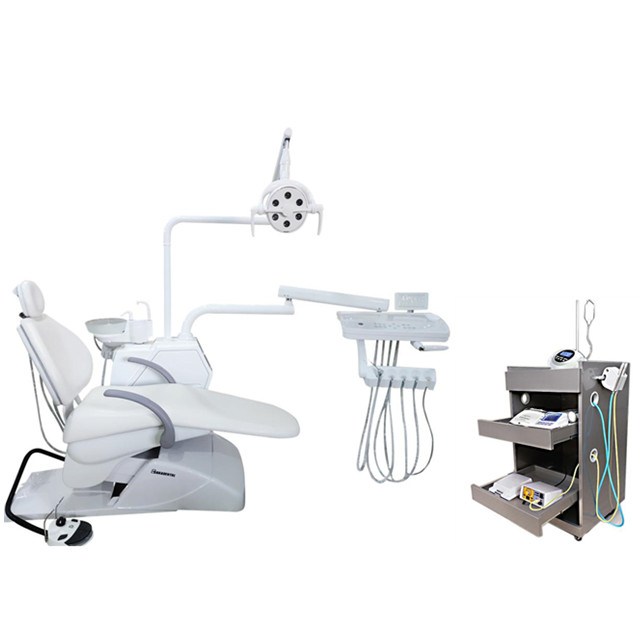 Unité de chaise dentaire blanche avec armoire mobile pour machine dentaire