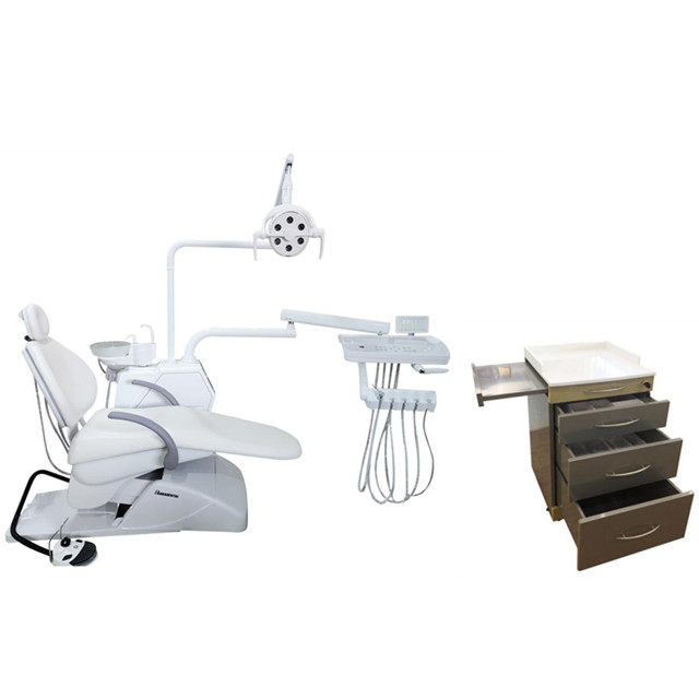 Unité de chaise dentaire de couleur blanche avec armoire mobile