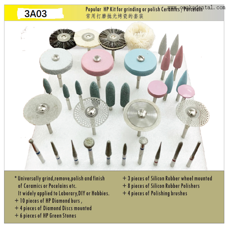 Kit HP de meulage dentaire ou de polissage de porcelaine ou de céramique