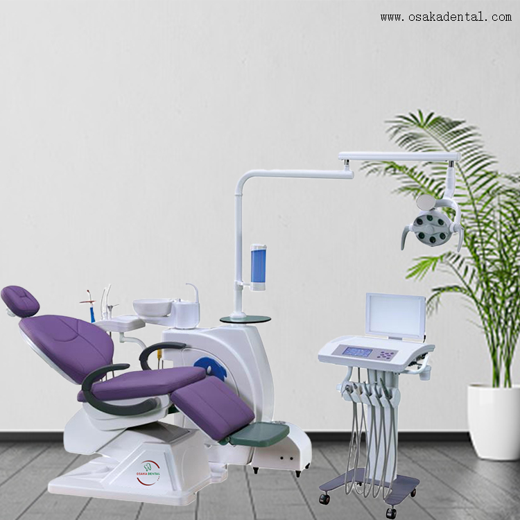 Fauteuil dentaire avec chariot mobile séparé avec une belle couleur/fauteuil dentaire de couleur violette/fauteuil dentaire de bonne qualité